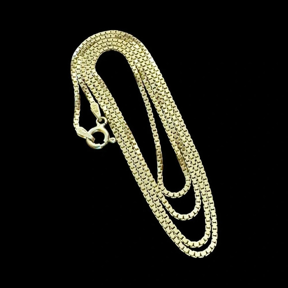 Danecraft | Vintage Italian 24k Gold Vermeil Over Sterling Box Chain Necklace - Picture 1 of 6